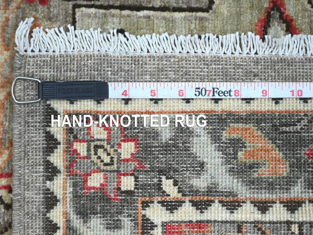 2'7" x 11'6" New Hand Knotted Grey Wool Runner Oriental Rug - MOA10220967