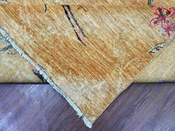 9'0" x 12'0" New Hand Knotted Brown Wool Rectangle Oriental Rug - MOA10220969