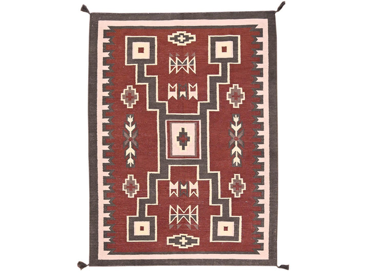 5'2" x 7'0" New Hand Woven Brown Wool Rectangle Oriental Rug - MOA1022096