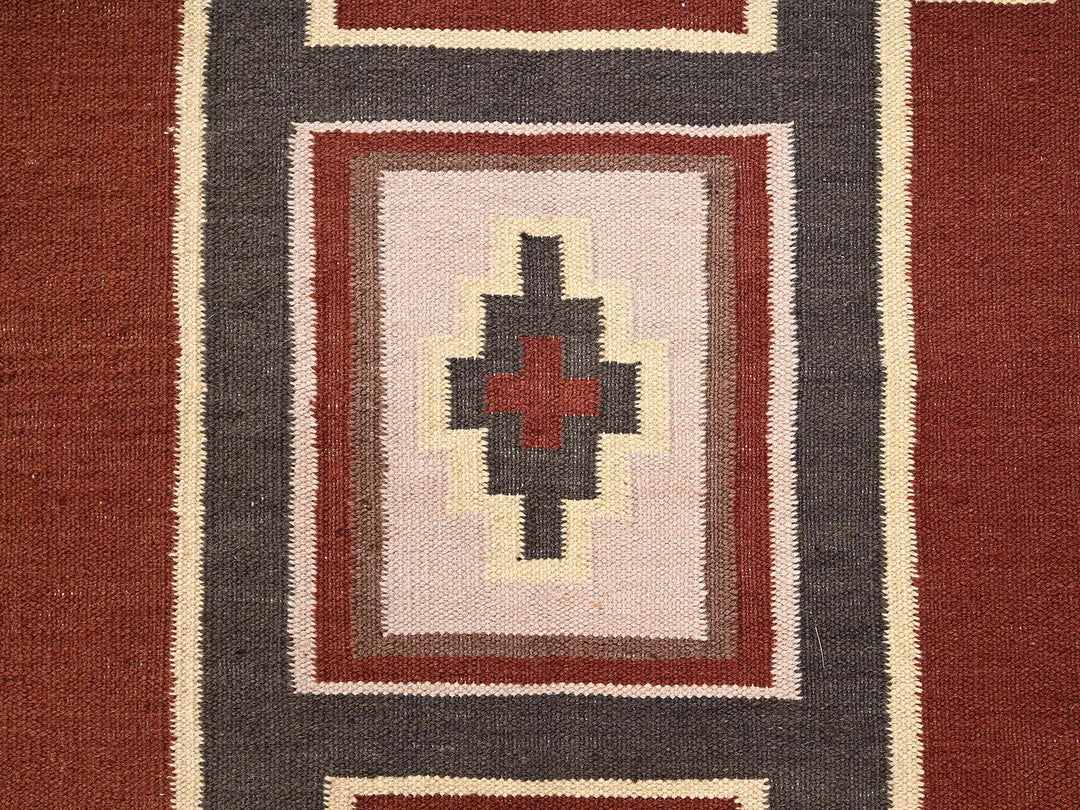 5'2" x 7'0" New Hand Woven Brown Wool Rectangle Oriental Rug - MOA1022096