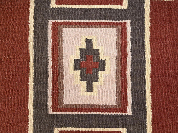 5'2" x 7'0" New Hand Woven Brown Wool Rectangle Oriental Rug - MOA1022096