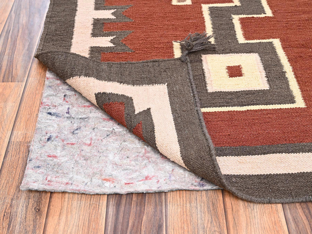 5'2" x 7'0" New Hand Woven Brown Wool Rectangle Oriental Rug - MOA1022096