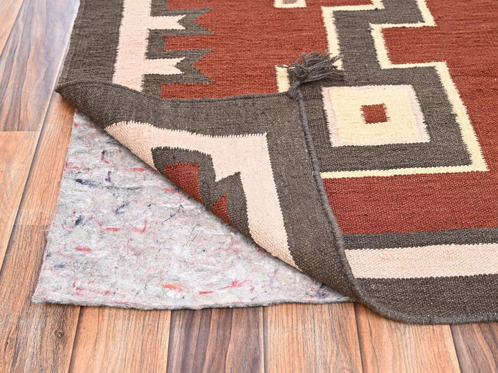 5'2" x 7'0" New Hand Woven Brown Wool Rectangle Oriental Rug - MOA1022096