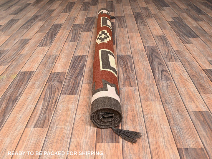 5'2" x 7'0" New Hand Woven Brown Wool Rectangle Oriental Rug - MOA1022096