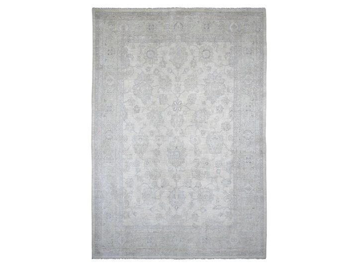 9'8" x 13'8" New Hand Knotted Ivory Wool Rectangle Oriental Rug - MOA10220978