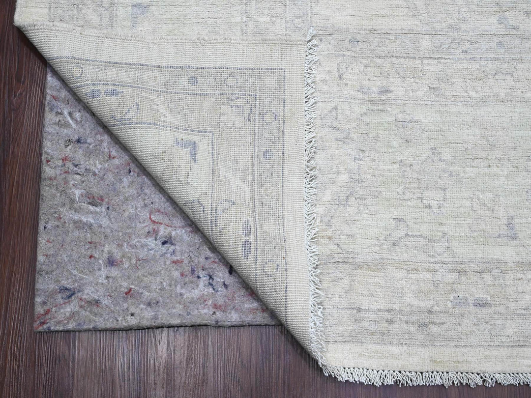 9'8" x 13'8" New Hand Knotted Ivory Wool Rectangle Oriental Rug - MOA10220978