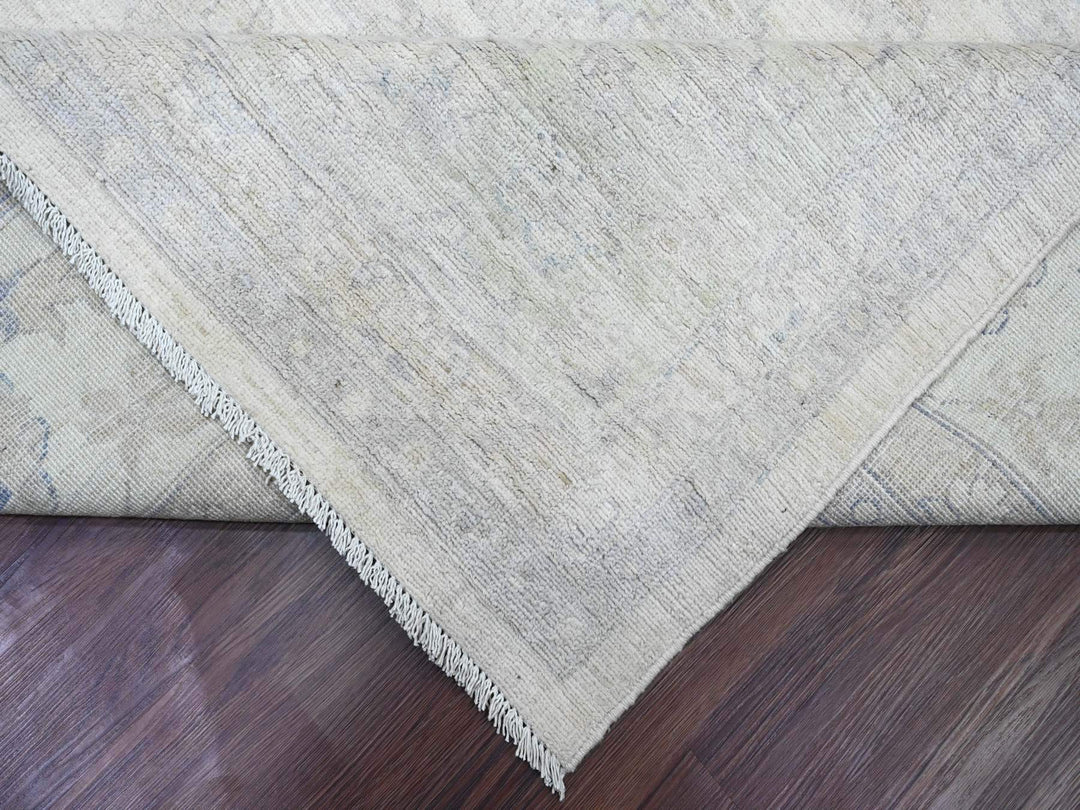 9'8" x 13'8" New Hand Knotted Ivory Wool Rectangle Oriental Rug - MOA10220978