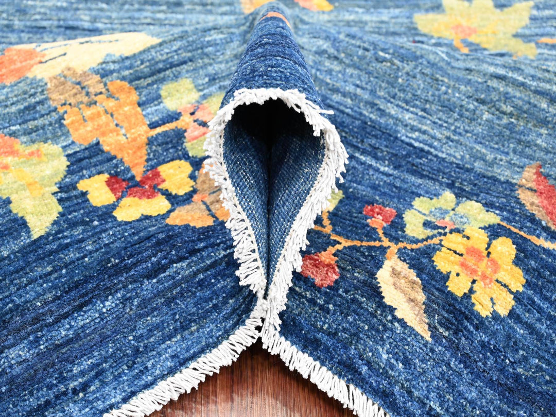 8'0" x 9'11" New Hand Knotted Blue Wool Rectangle Oriental Rug - MOA10220979