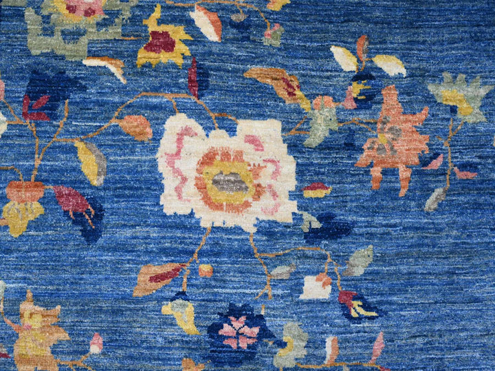 8'0" x 9'11" New Hand Knotted Blue Wool Rectangle Oriental Rug - MOA10220979
