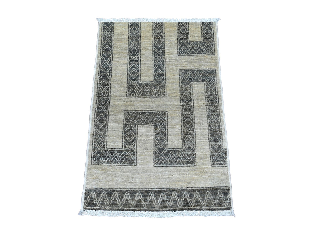 2'1" x 3'1" New Hand Knotted Brown Wool Rectangle Oriental Rug - MOA10220981
