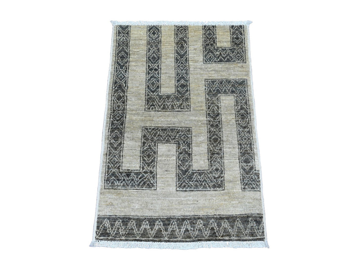 2'1" x 3'1" New Hand Knotted Brown Wool Rectangle Oriental Rug - MOA10220981