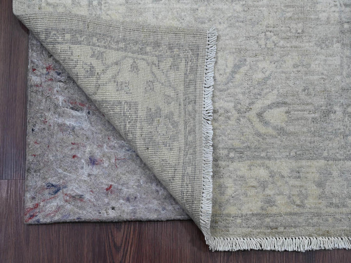 2'7" x 23'8" New Hand Knotted Grey Wool Runner Oriental Rug - MOA10220983