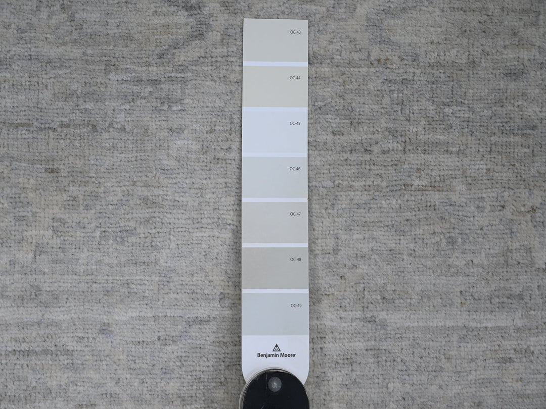 2'7" x 23'8" New Hand Knotted Grey Wool Runner Oriental Rug - MOA10220983