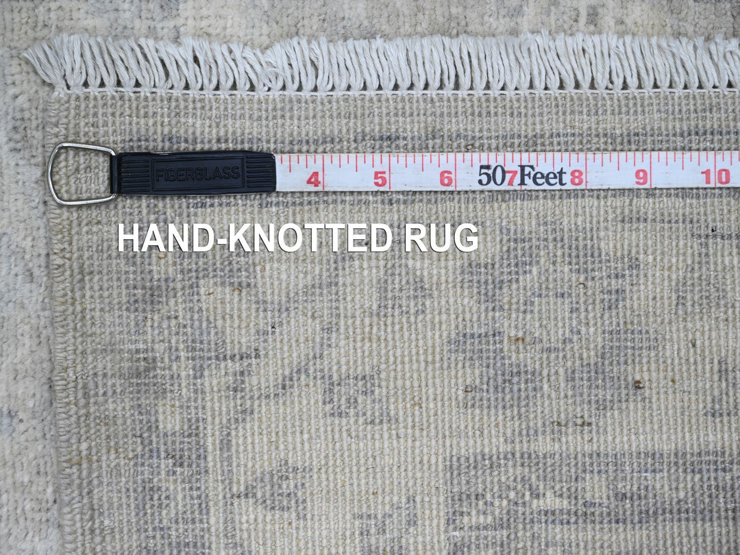 2'7" x 23'8" New Hand Knotted Grey Wool Runner Oriental Rug - MOA10220983