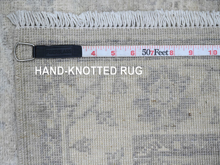 2'7" x 23'8" New Hand Knotted Grey Wool Runner Oriental Rug - MOA10220983