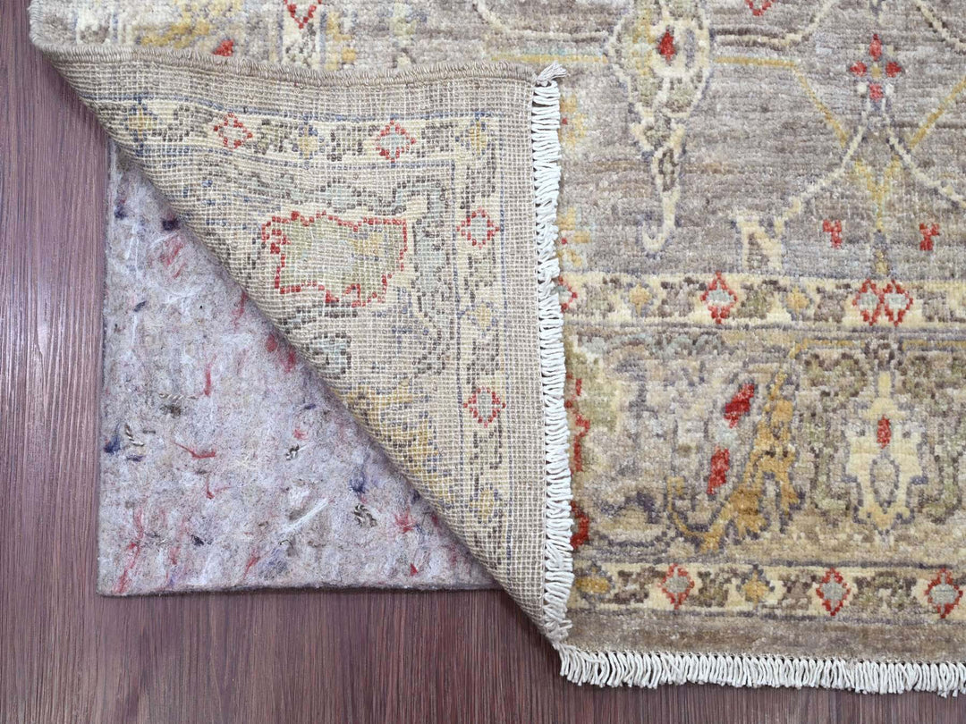 3'11" x 19'3" New Hand Knotted Grey Wool Runner Oriental Rug - MOA10220985