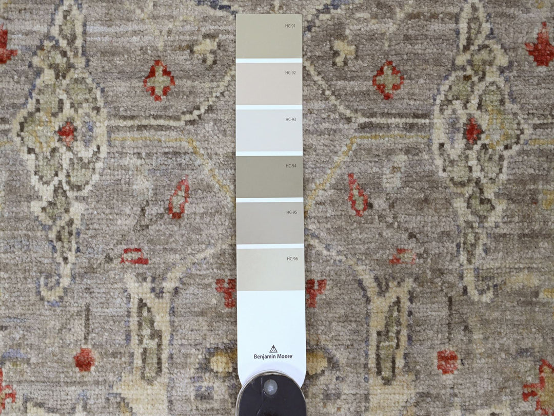 3'11" x 19'3" New Hand Knotted Grey Wool Runner Oriental Rug - MOA10220985