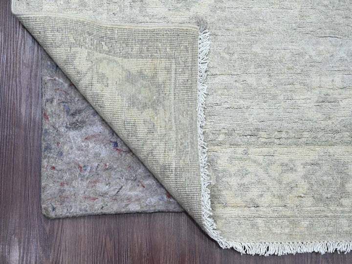 4'0" x 11'10" New Hand Knotted Grey Wool Runner Oriental Rug - MOA10220986