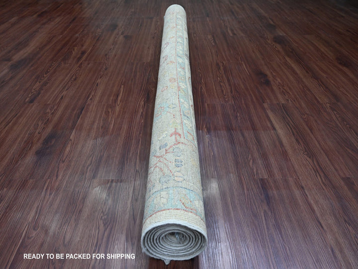 5'11" x 9'0" New Hand Knotted Ivory Wool Rectangle Oriental Rug - MOA10220987