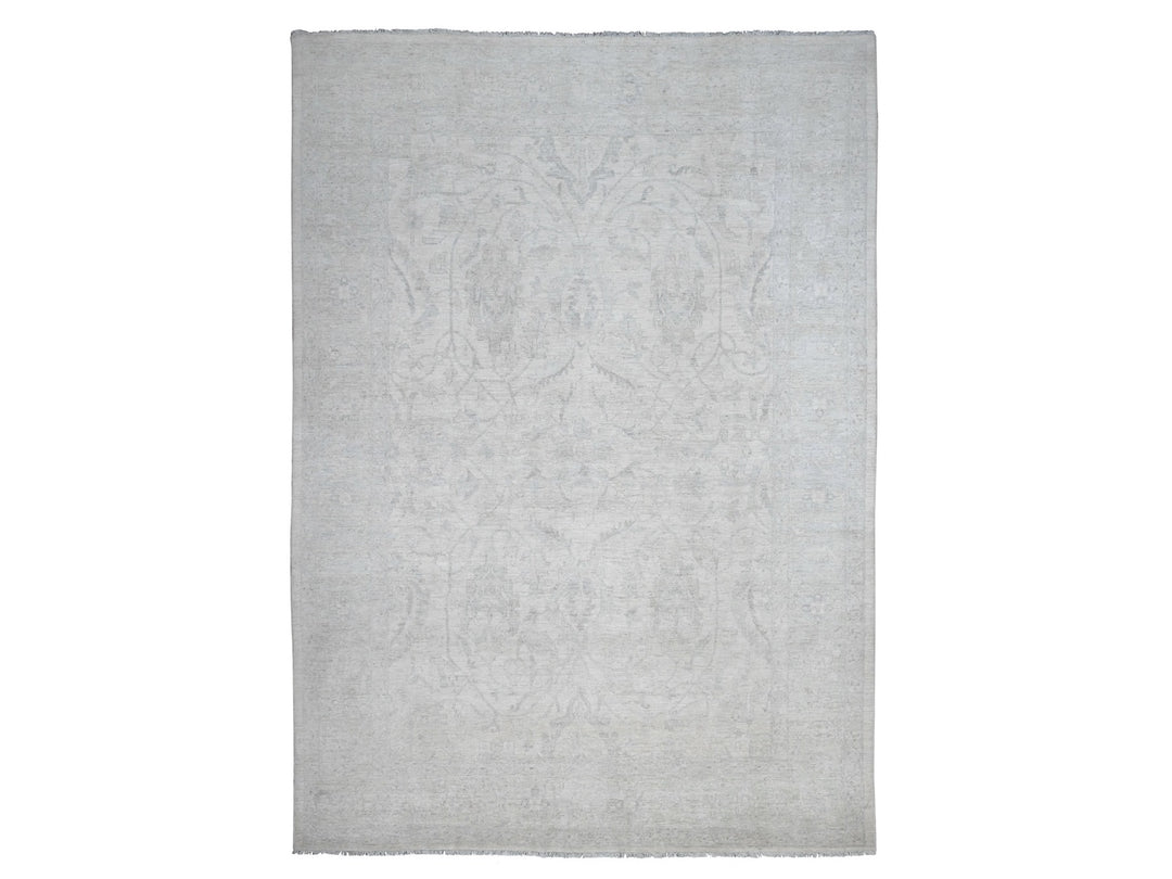 9'8" x 13'5" New Hand Knotted Ivory Wool Rectangle Oriental Rug - MOA10220989