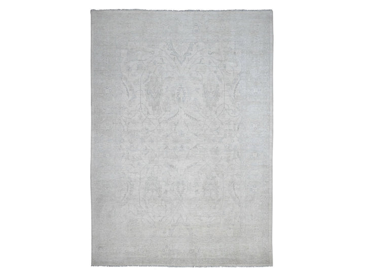 9'8" x 13'5" New Hand Knotted Ivory Wool Rectangle Oriental Rug - MOA10220989