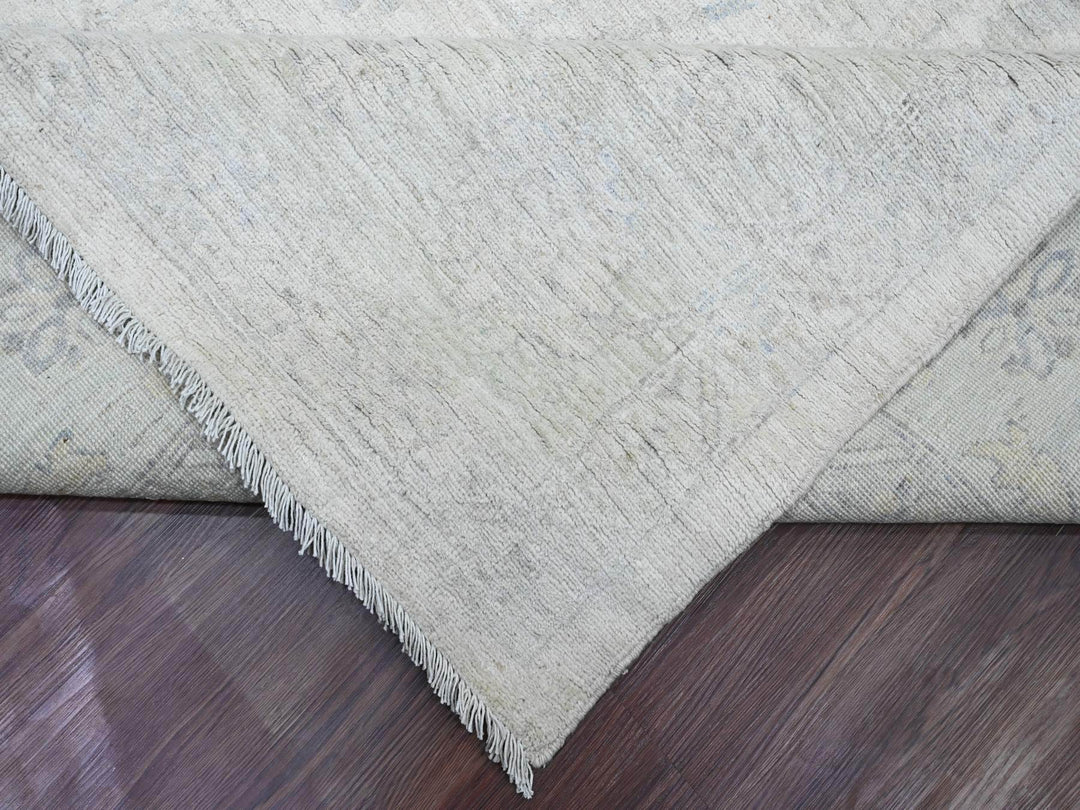 9'8" x 13'5" New Hand Knotted Ivory Wool Rectangle Oriental Rug - MOA10220989