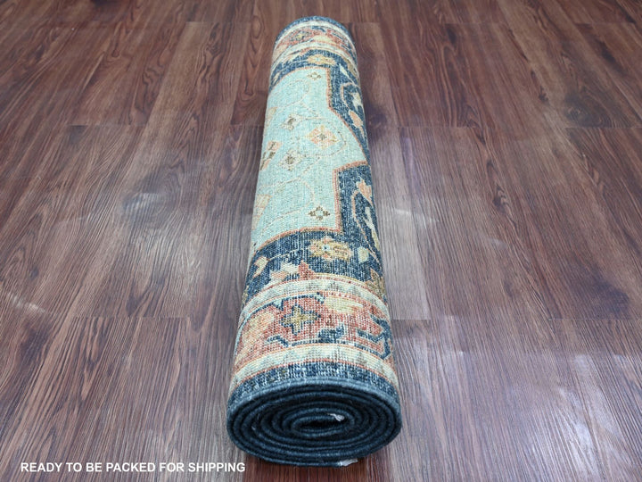 2'6" x 7'10" New Hand Knotted Blue Wool Runner Oriental Rug - MOA10220990