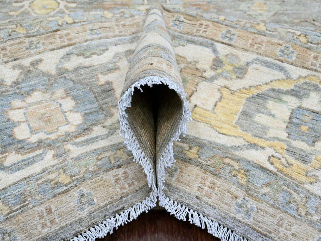 7'11" x 9'11" New Hand Knotted Grey Wool Rectangle Oriental Rug - MOA10220991