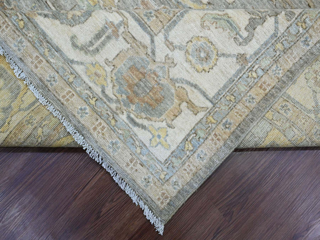 7'11" x 9'11" New Hand Knotted Grey Wool Rectangle Oriental Rug - MOA10220991
