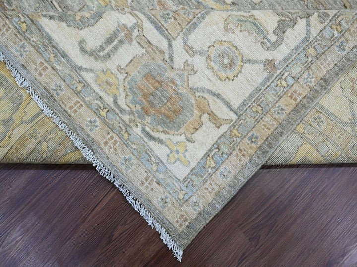 7'11" x 9'11" New Hand Knotted Grey Wool Rectangle Oriental Rug - MOA10220991