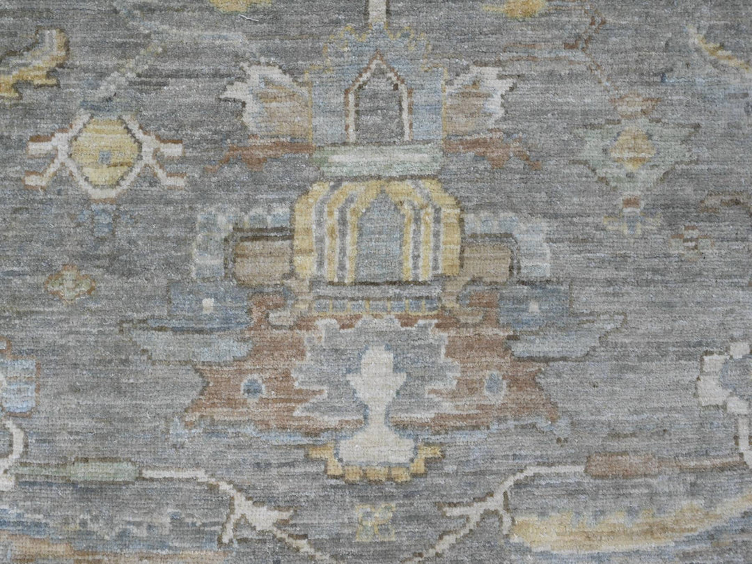 7'11" x 9'11" New Hand Knotted Grey Wool Rectangle Oriental Rug - MOA10220991