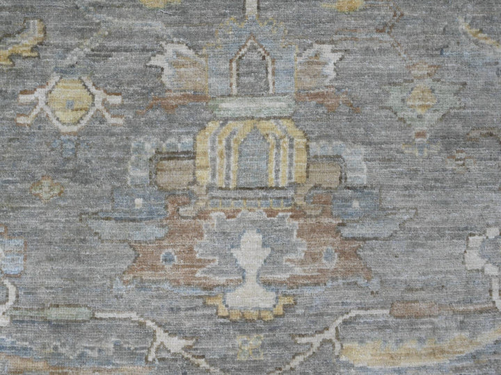 7'11" x 9'11" New Hand Knotted Grey Wool Rectangle Oriental Rug - MOA10220991