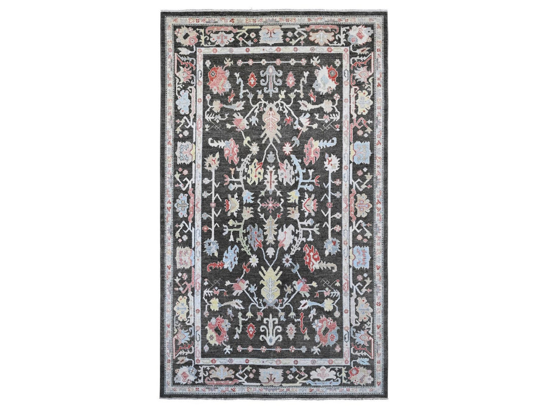 7'0" x 12'1" New Hand Knotted Black Wool Rectangle Oriental Rug - MOA10220994