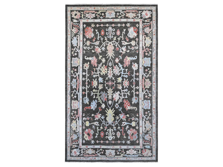 7'0" x 12'1" New Hand Knotted Black Wool Rectangle Oriental Rug - MOA10220994