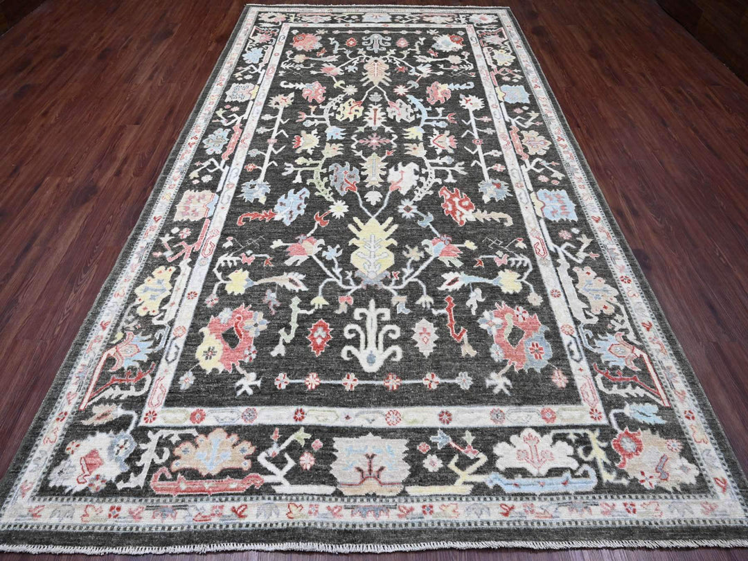 7'0" x 12'1" New Hand Knotted Black Wool Rectangle Oriental Rug - MOA10220994