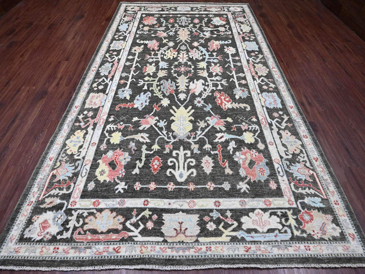 7'0" x 12'1" New Hand Knotted Black Wool Rectangle Oriental Rug - MOA10220994
