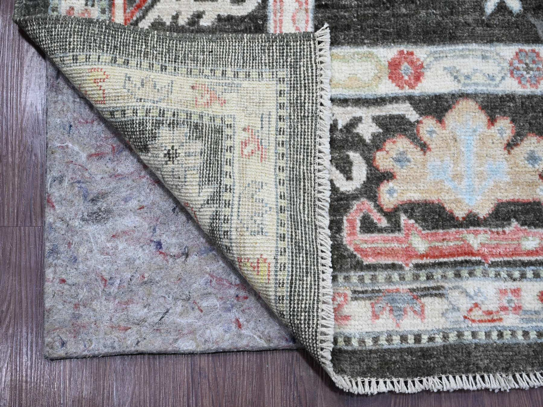 7'0" x 12'1" New Hand Knotted Black Wool Rectangle Oriental Rug - MOA10220994