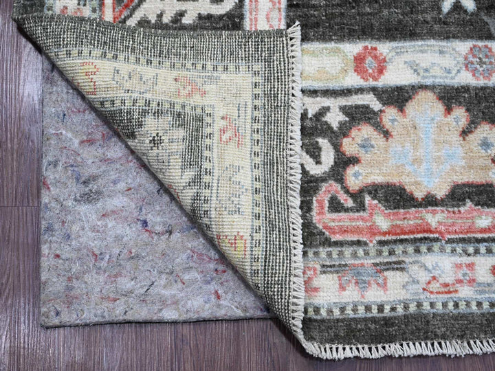 7'0" x 12'1" New Hand Knotted Black Wool Rectangle Oriental Rug - MOA10220994
