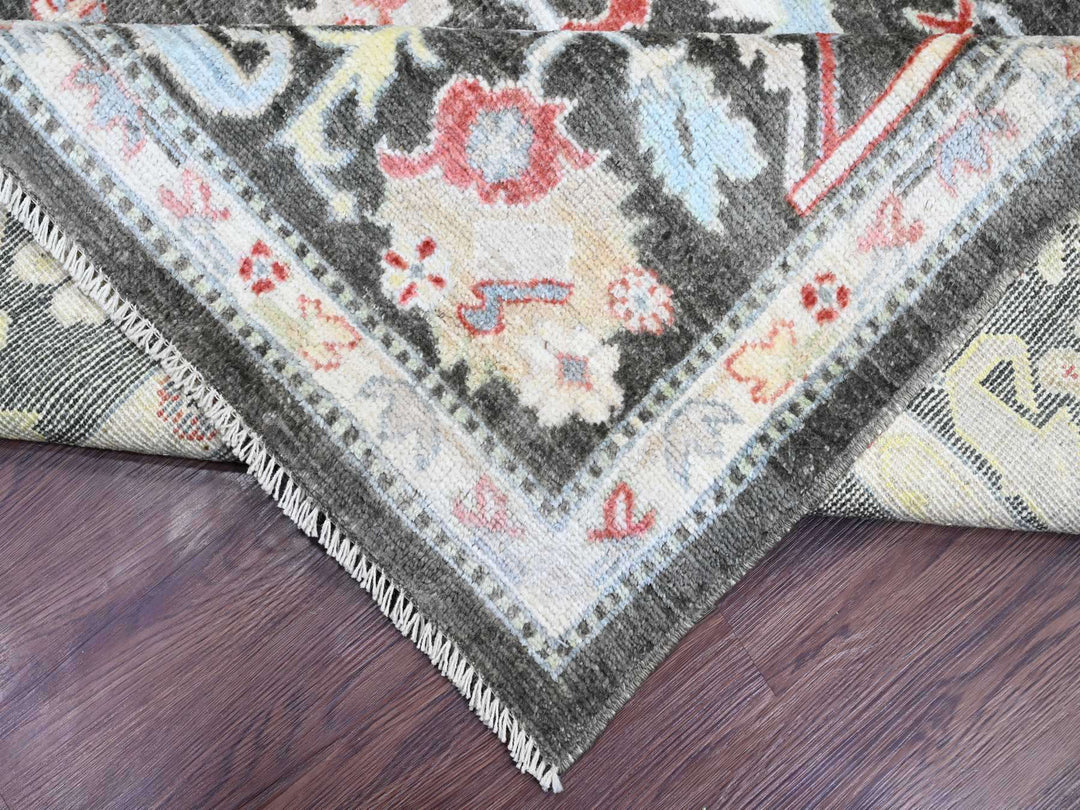 7'0" x 12'1" New Hand Knotted Black Wool Rectangle Oriental Rug - MOA10220994
