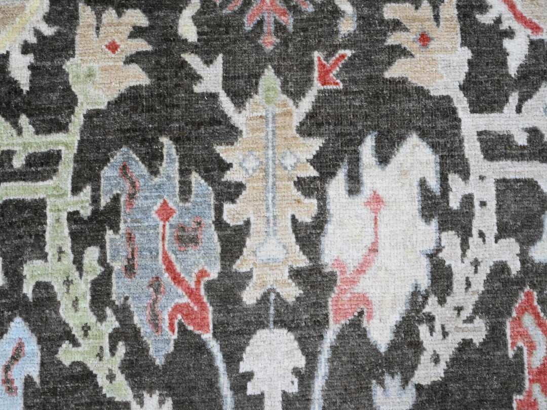 7'0" x 12'1" New Hand Knotted Black Wool Rectangle Oriental Rug - MOA10220994