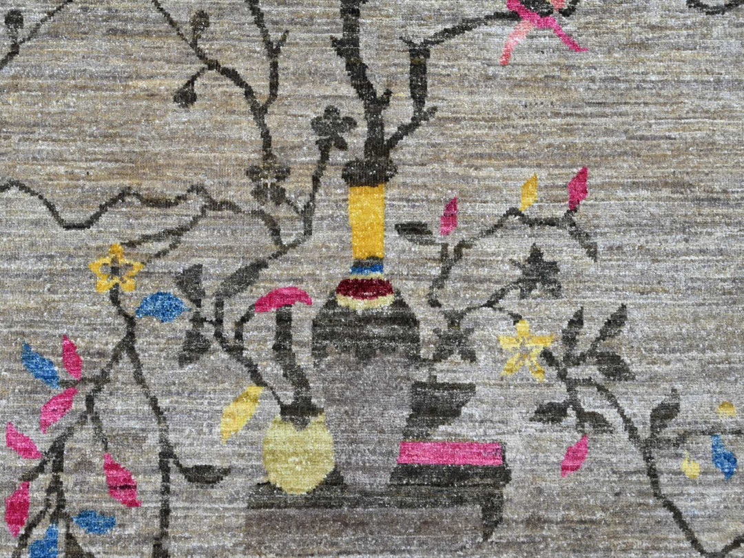 9'3" x 12'0" New Hand Knotted Grey Wool Rectangle Oriental Rug - MOA10220999