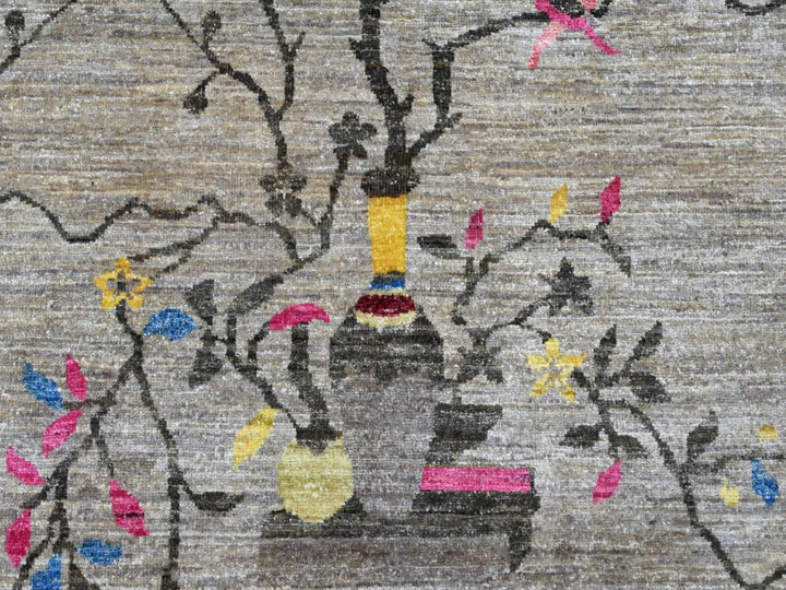 9'3" x 12'0" New Hand Knotted Grey Wool Rectangle Oriental Rug - MOA10220999