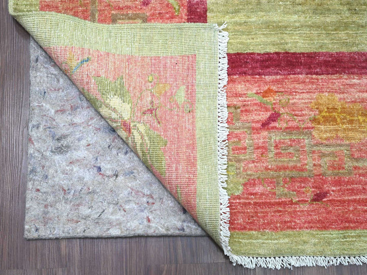 8'3" x 10'0" New Hand Knotted Green Wool Rectangle Oriental Rug - MOA10221005