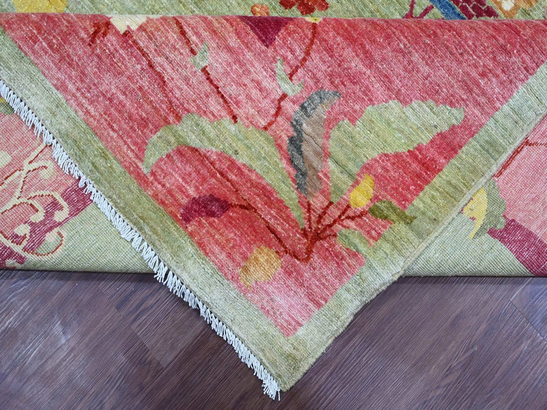 8'3" x 10'0" New Hand Knotted Green Wool Rectangle Oriental Rug - MOA10221005