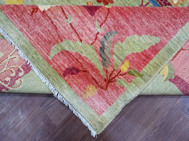 8'3" x 10'0" New Hand Knotted Green Wool Rectangle Oriental Rug - MOA10221005