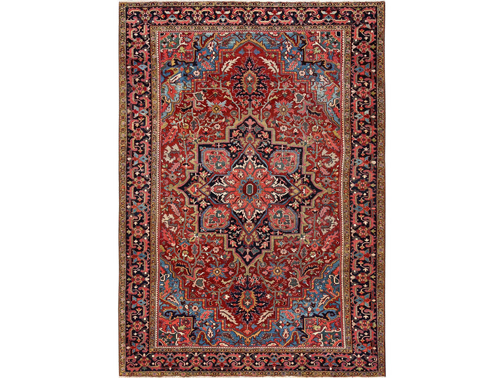 8'9" x 12'2" Vintage Hand Knotted Red Wool Rectangle Oriental Rug - MOA1022100