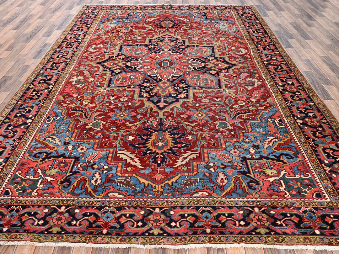 8'9" x 12'2" Vintage Hand Knotted Red Wool Rectangle Oriental Rug - MOA1022100