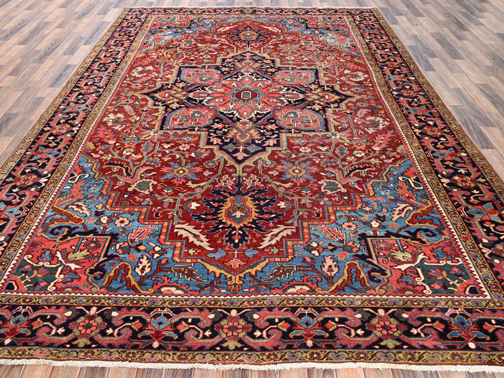 8'9" x 12'2" Vintage Hand Knotted Red Wool Rectangle Oriental Rug - MOA1022100