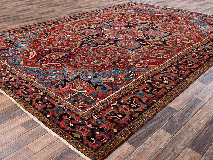 8'9" x 12'2" Vintage Hand Knotted Red Wool Rectangle Oriental Rug - MOA1022100