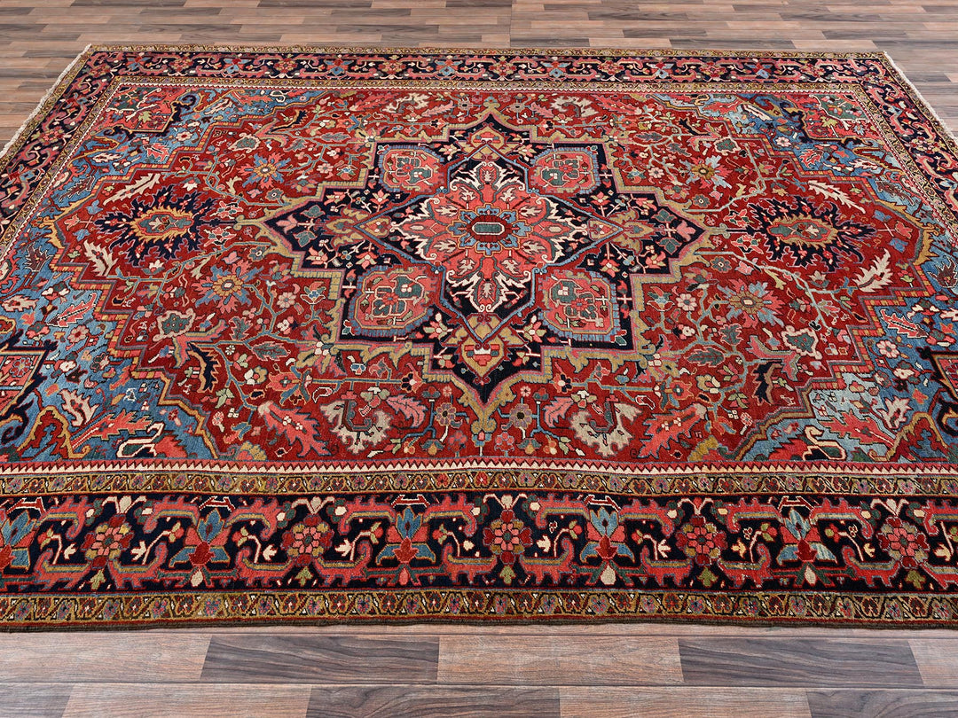 8'9" x 12'2" Vintage Hand Knotted Red Wool Rectangle Oriental Rug - MOA1022100